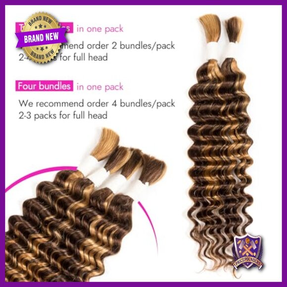 Deep Wave Human Hair Braiding Extensions 16 Inch 50g 2 Bundles